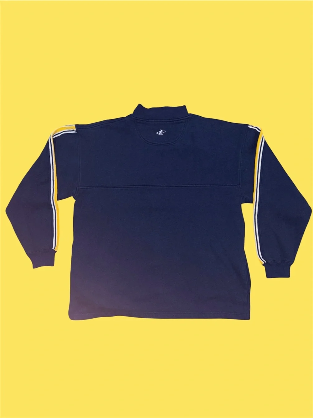 Logo Athletic Navy & Yellow Quarter-Zip Pullover